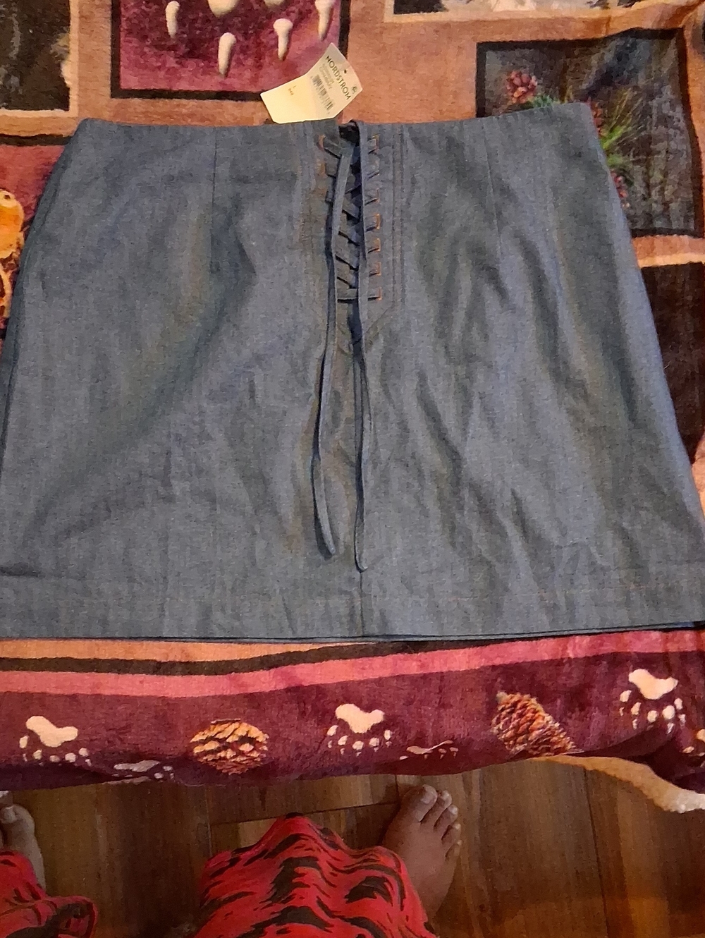 19 Cooper Chambray Lace-Up Mini Skirt - Blue